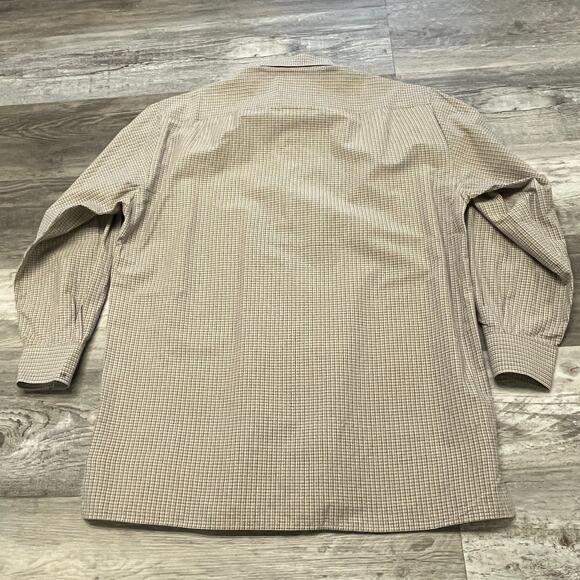 Ermenegildo Zegna Gray Tan Grid Check Plaid Mens M Long Sleeve Button Up Shirt - Picture 3 of 7